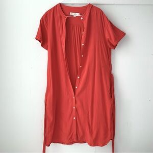 DONATING SOON please bundle if you can 😁Loft Orange-Red Button-Up Dress